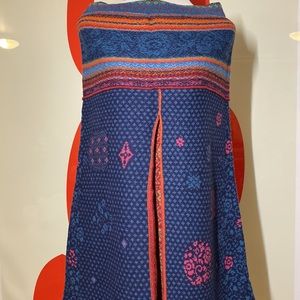 IVKO Navy Skirt with Pink and Orange Patterned Trim
